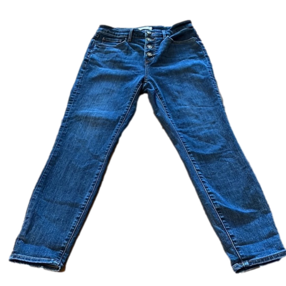LOFT high waisted button fly skinny jeans